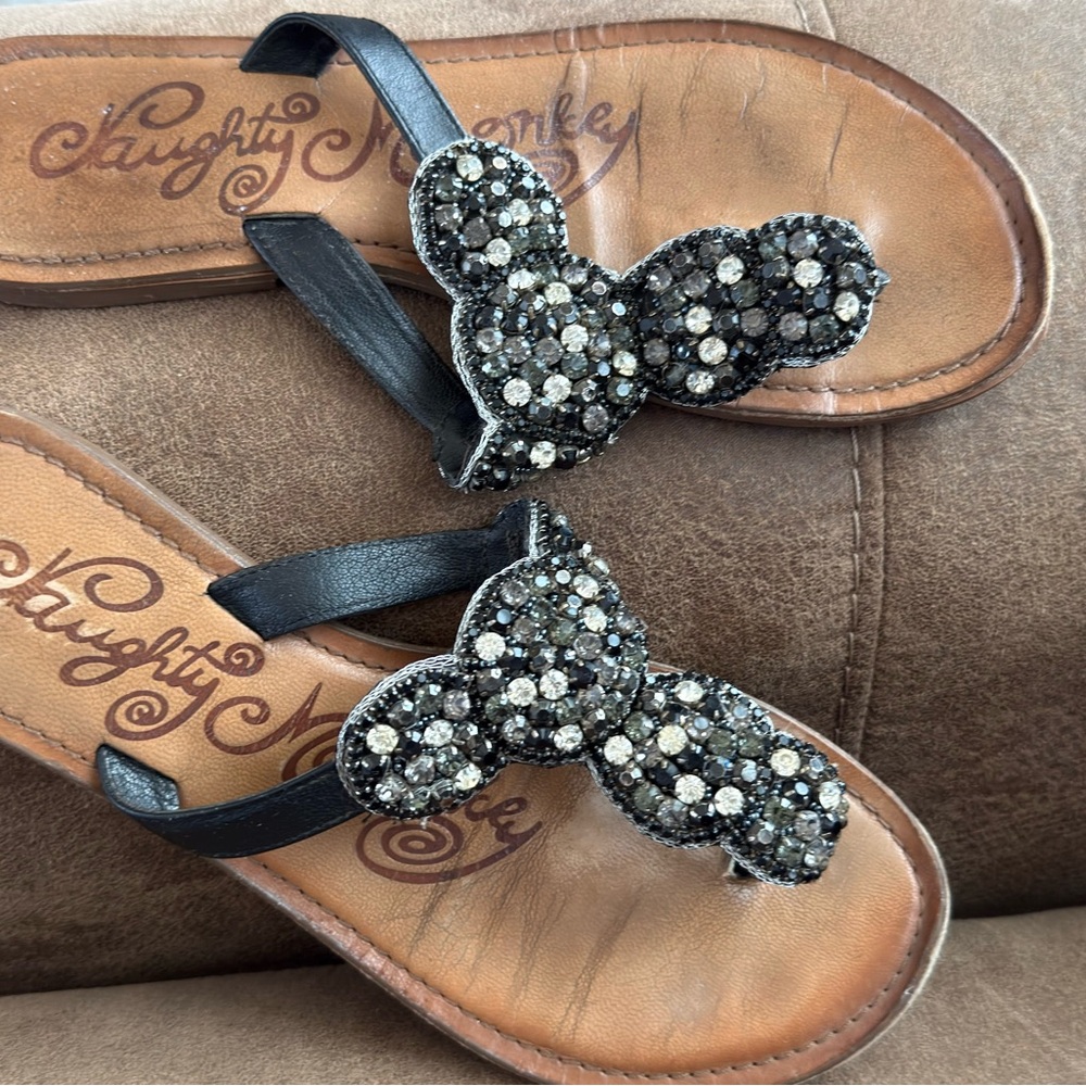 Naughty Monkey Black and Silver Beaded Sandals - Picture 3 of 6